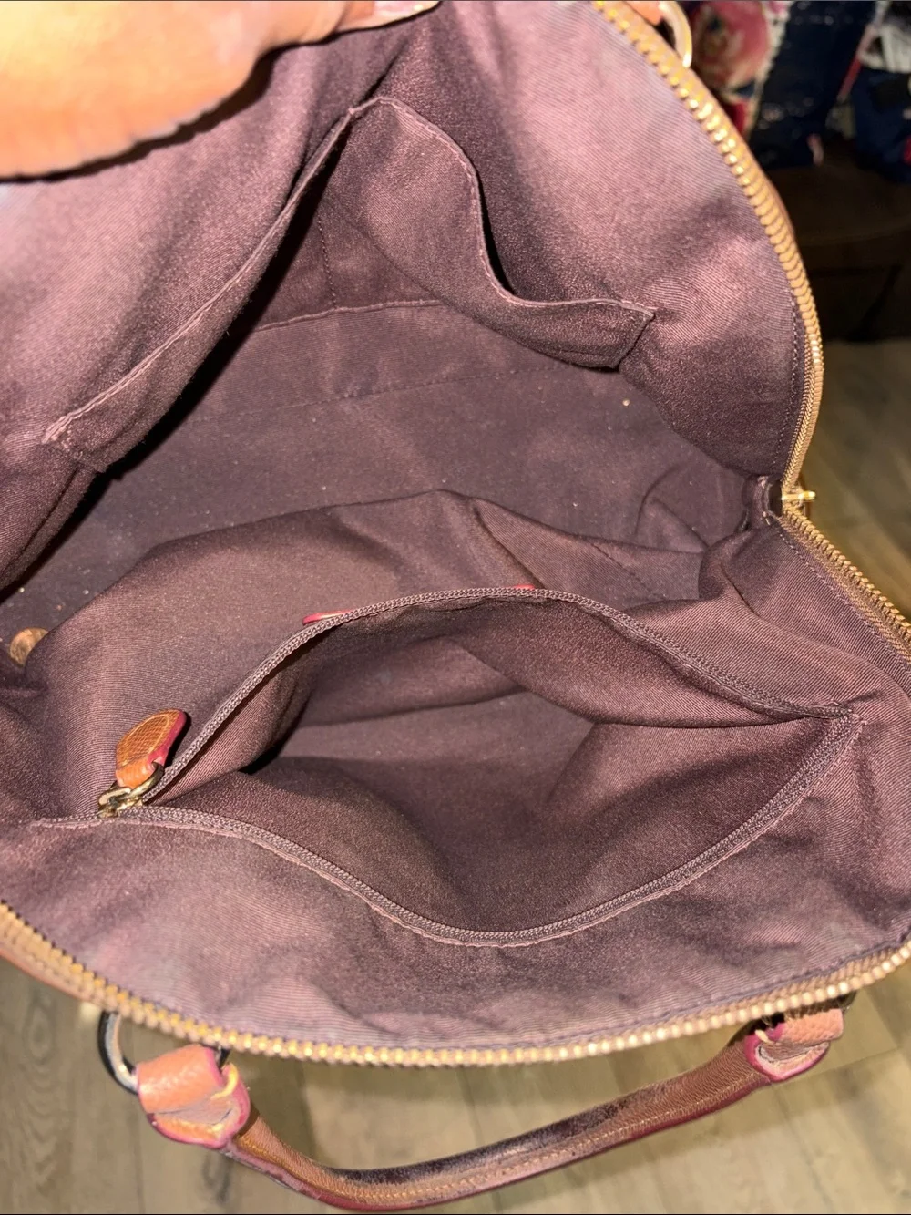 Coach Brown/Tan Signature Dome Satchel with Gold Plaque